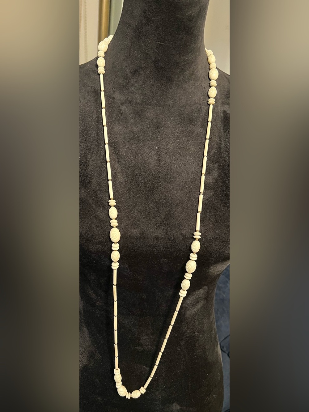 Delicate Cream Bead Long Necklace
